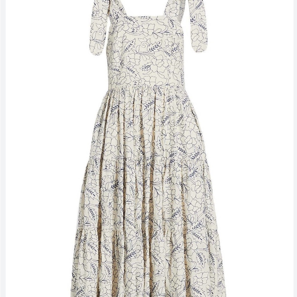Mille Tiered Floral Embroidered Midi Dress XS